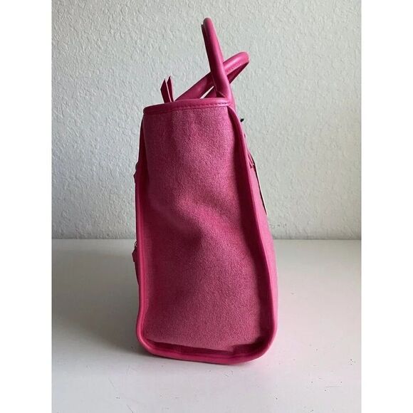 Juicy Couture Beach Tote Pink Flash Terry Cloth Embroidered Logo Bag Purse NEW - Picture 8 of 13